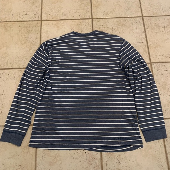 Old Navy Men's XL Blue & White Striped Long Sleeve Thermal Tee Shirt - Picture 3 of 5